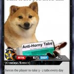 anti horny tab card