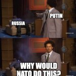 Pootin | PUTIN; RUSSIA; WHY WOULD NATO DO THIS? | image tagged in why would they do that meme | made w/ Imgflip meme maker