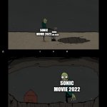 Sonic movie 2022 kicks sonic movie 2020 into a hole | SONIC MOVIE 2022; SONIC MOVIE 2020; SONIC MOVIE 2022; SONIC MOVIE 2020; SONIC MOVIE 2022; SONIC MOVIE 2020 | image tagged in salad fingers kicks kenneth into a hole meme,sonic movie,2022,2020,salad fingers,memes | made w/ Imgflip meme maker