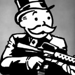 General Sherman but Monopoly man with a Tommy gun meme