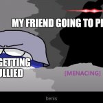 we all have protective friend (or am i wrong?) | "PERKELE!"; MY FRIEND GOING TO PROTECT ME; ME GETTING BULLIED | image tagged in the power of finland perkele | made w/ Imgflip meme maker