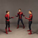 3 spidermen pointing real