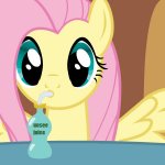 Fluttershy drinking Unsee Juice