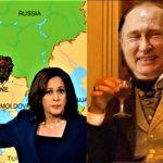 Kamala shows Ukraine map, Putin laughs