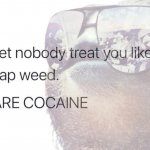 Sloth you are cocaine meme