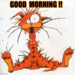 good morning !! | GOOD  MORNING !! | image tagged in bill the cat | made w/ Imgflip meme maker