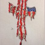 Torn American Flag Cross