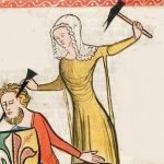 A medieval woman puts spike through mans head