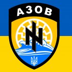 Zelensky in front of Azov Battalion symbol