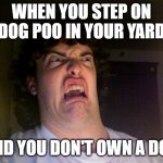 Hmmmm.... | WHEN YOU STEP ON DOG POO IN YOUR YARD AND YOU DON'T OWN A DOG | image tagged in memes,oh no,dog poop | made w/ Imgflip meme maker