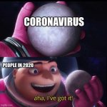 Gru holds the moon | CORONAVIRUS; PEOPLE IN 2020 | image tagged in gru holds the moon | made w/ Imgflip meme maker