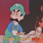 Hotel Mario pizza time starts meme