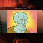 Handsome squidward | image tagged in turning red draw,handsome squidward,sus | made w/ Imgflip meme maker