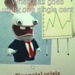 Financial crisis | When gas goes up by one single cent | image tagged in financial crisis | made w/ Imgflip meme maker