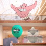 Amazing world of gumball: Richard jumping on balloon | YOUTUBE; DISLIKES | image tagged in amazing world of gumball richard jumping on balloon | made w/ Imgflip meme maker