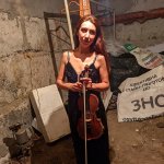 Ukrainian violinist in bomb shelter