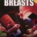 Captain Underpants screaming "BREASTS" meme