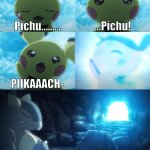 Pichu evolves into Pikachu