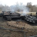 Russian tank destroyed by Javelin missile