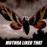 Mothra | MOTHRA LIKED THAT | image tagged in mothra | made w/ Imgflip meme maker