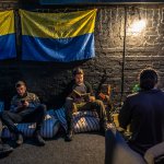 Ukrainian soldiers take a break
