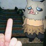 Inosuke middle finger meme