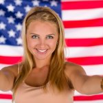 American Flag girl woman thumbs up