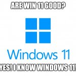 Get 100 views! | ARE WIN 11 GOOD? YES! I KNOW WINDOWS 11! | image tagged in windows 11 logo | made w/ Imgflip meme maker