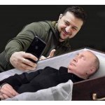 Zelensky selfie Putin coffin meme