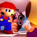 Mario Holding Toadsworth At Gunpoint