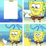 SpongeBob Note in Fire template