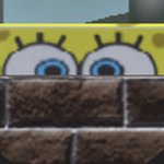 SpongeBob behind wall