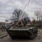 Ukrainian soldiers with helm