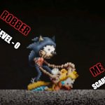 Robber Scared Level VS Me Scared Level | ROBBER; SCARED LEVEL - 0; ME; SCARED LEVEL - 99999 | image tagged in sonic eyx beware | made w/ Imgflip meme maker