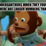 101..? | KINDERGARTNERS WHEN THEY FOUND OUT THERE ARE LARGER NUMBERS THAN 100 | image tagged in gifs,monkey puppet,memes,fun,funny memes,lol | made w/ Imgflip video-to-gif maker