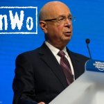 Klaus Schwab nwo logo blue background