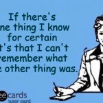 The 1 Thing I Know | If there's one thing I know for certain it's that I can't remember what the other thing was. | image tagged in ecard | made w/ Imgflip meme maker