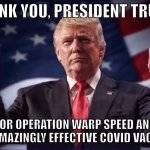 Thank you President Trump for Operation Warp Speed meme