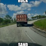 Rock sand | ROCK; SAND | image tagged in rock sand | made w/ Imgflip meme maker