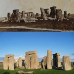 Stonehenge 1877 and now
