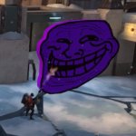 Pyro fights Troll Face meme