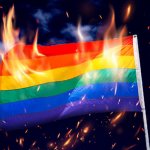 Burning LGBTQ Flag