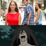 Madara taking the victory/ distracted boyfriend
