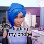 relateable TARI | my little sibling; finding my phone | image tagged in evelyn walking up on tari | made w/ Imgflip meme maker