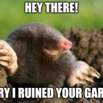 National Mole Day | HEY THERE! SORRY I RUINED YOUR GARDEN. | image tagged in mole | made w/ Imgflip meme maker