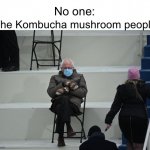 System of a Down reference | The Kombucha mushroom people:; No one: | image tagged in bernie sitting,system of a down | made w/ Imgflip meme maker