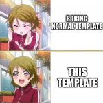 Anime drake meme | BORING NORMAL TEMPLATE; THIS TEMPLATE | image tagged in anime drake meme | made w/ Imgflip meme maker