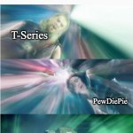 Oh boy | T-Series; PewDiePie; MrBeast | image tagged in chief chasing thor and loki | made w/ Imgflip meme maker