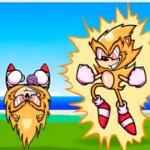 Spinning fleetway and fleetway Sonic