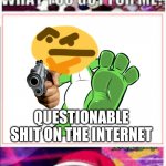 God no help | QUESTIONABLE SHIT ON THE INTERNET | image tagged in doremy sweet | made w/ Imgflip meme maker